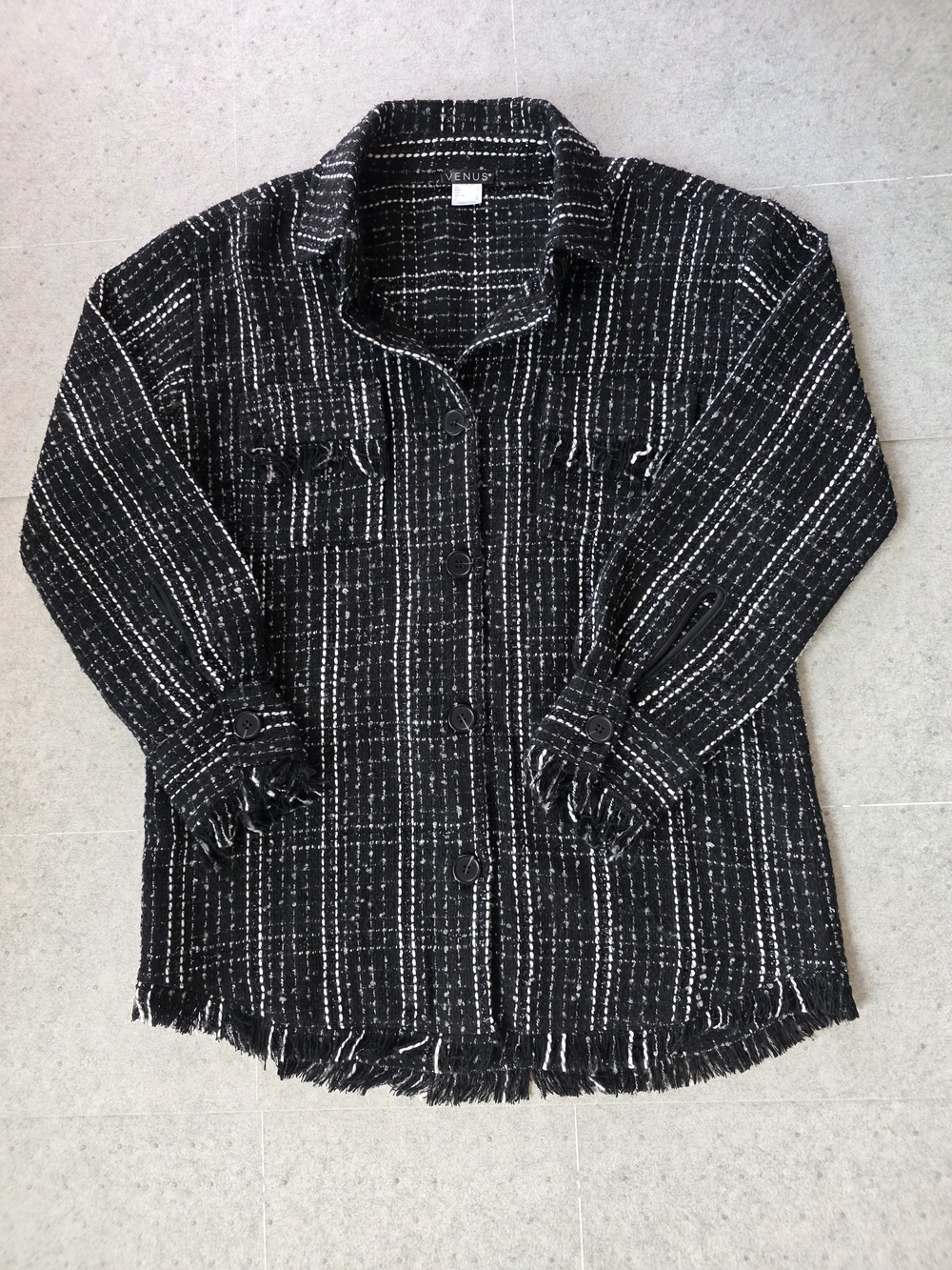 VENUS Black Tweed Button-Up Jacket